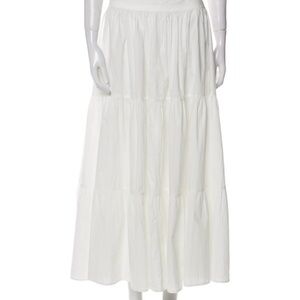 Apiece Apart White Tiered Maxi Skirt A-Line